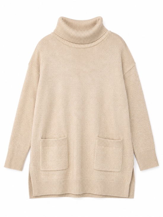 JEANNE PIERRE Sweaters - Jeanne Pierre Beige Turtleneck Sweater Tunic – Size Medium